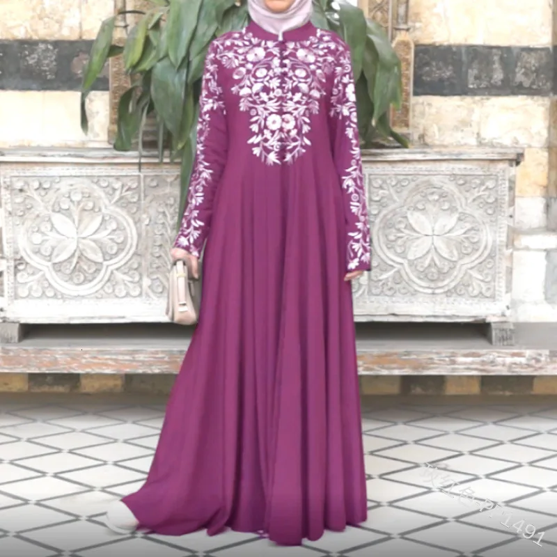 Женская мусульманская одежда abaya Арабский мусульманский хиджаб длинное платье-Кафтан Caftan одеяние мусульмане Longue Vestidos Дубай Jurk Макси платья - Цвет: rose Red