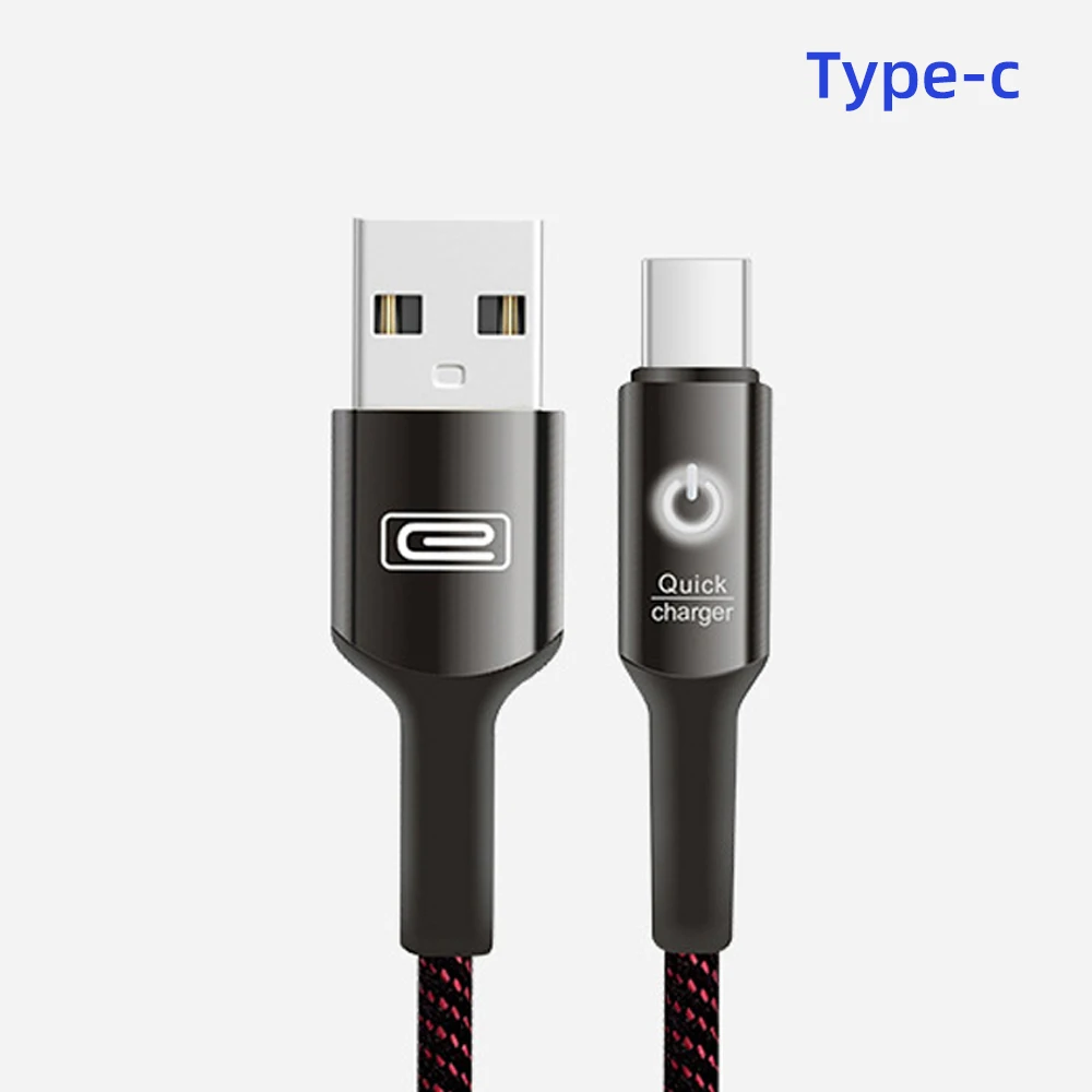 FDBRO быстрое зарядное устройство type-c кабель 3A Smart power Off usb type C кабель для samsung S10 S9 Note 9 Oneplus 6t 6 5T USB-C кабель usbc - Color: Black