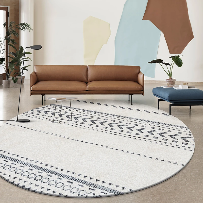 Nordic style round shaped big size all match beige geometric living room coffee table carpet decorative area rug for villa | Дом и сад