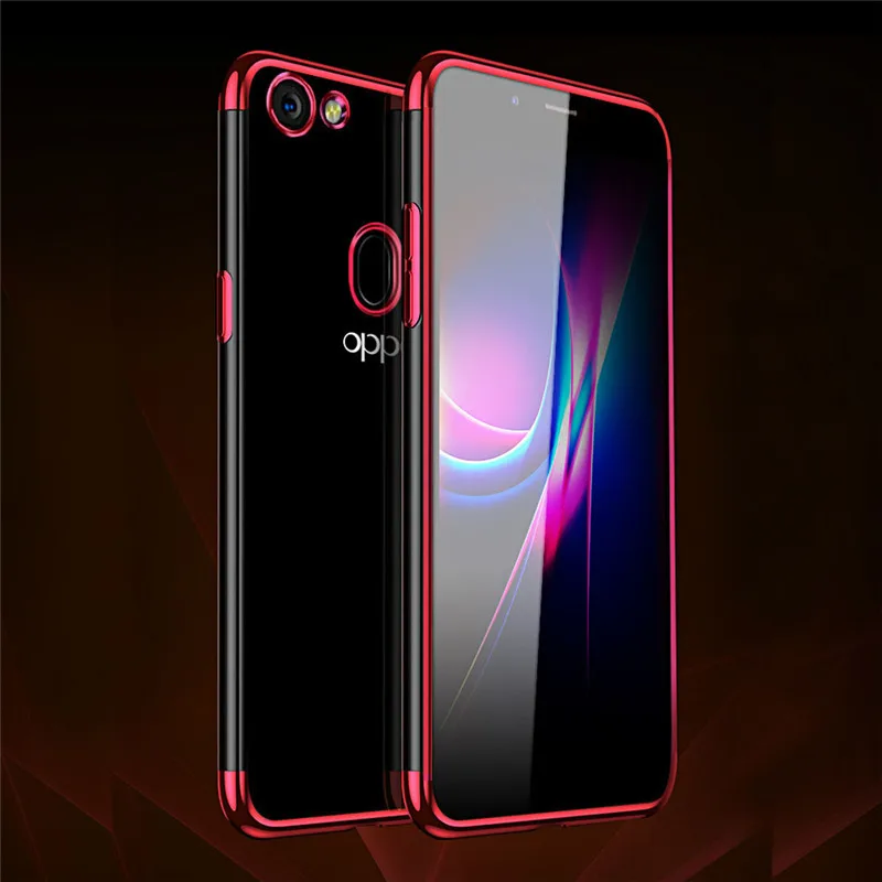 

Luxury Plating Soft Ultra Slim Clear TPU Case For OPPO F5 F1 F11 F1S A3 A3S F7 F9 R15 PRO RX17 Neo Reno 10X Realme X Lite Cover