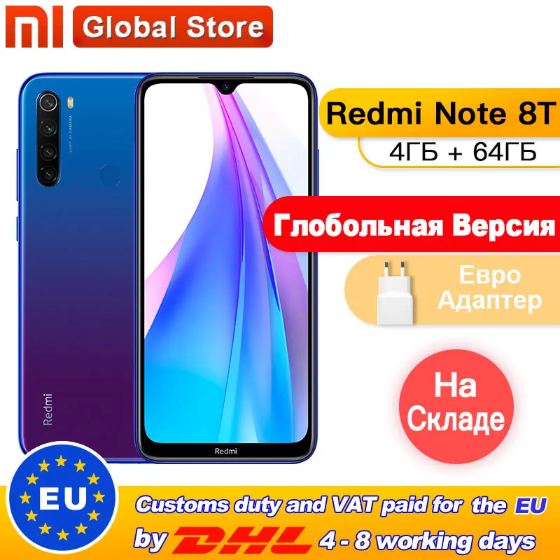 Международная глобальная версия смартфона Xiaomi Redmi Note 8T, 64 ГБ, 4 Гб, nfc, 4 камеры 48 МП, Восьмиядерный процессор Snapdragon 665, 4000 мАч|Смартфоны и мобильные телефоны|   | АлиЭкспресс