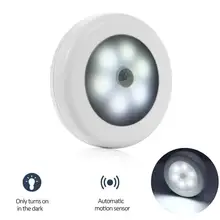 6 светодиодный светильник с датчиком движения PIR, беспроводной магнитный клейкий светильник, Сенсорная лампа для лестницы, ночной Светильник для шкафа, кухни, спальни