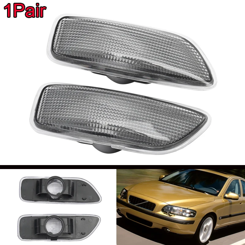 

MagicKit 2Pcs Left Right Car Fender Marker Light in Bumper Turn Signal Lamp No Bulb 30722641 For VOLVO S60 V70 S80 XC70 XC90
