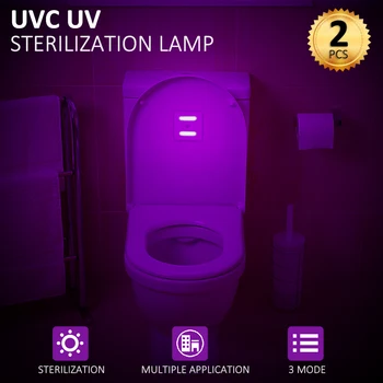 

2Pcs UV Sterilizer Light Motion Detection 3 Mode LED Night Lamp Household Disinfection Light for Kitchen Bathroom Shoe Cupboard