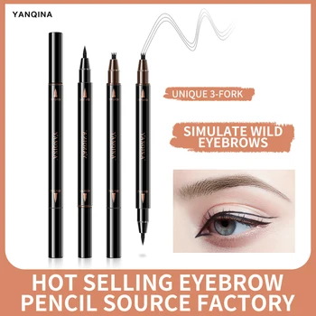 

Pencil Eyeliner Eyebrow Pencil Anti-sweat Non-smudge Quick-drying Cool Black Eyeliner Three-headed Eyebrow Waterproof TSLM1