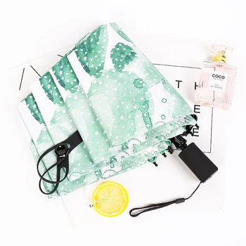 

Tropical Plants Cactus Printed Automatic Umbrella Wind Resistant Folding Umbrellas for Men Compact Drying Rain Umbrella Outside