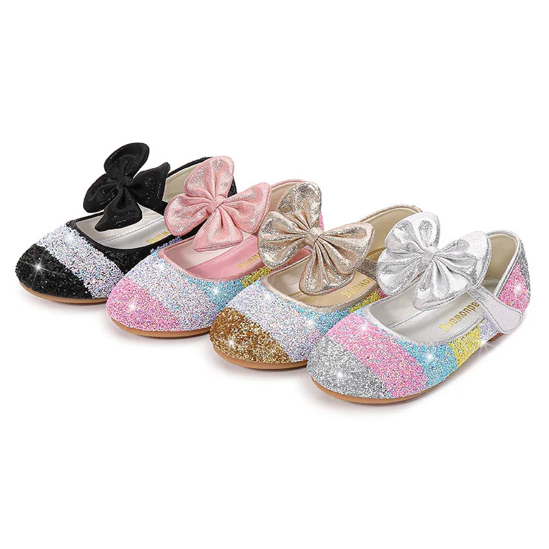 Girls Leather Shoes Princess  Shoes Children Shoes round-Toe Soft-Sole Big girls High Heel Princess Crystal Shoes Single Shoes bata children's sandals