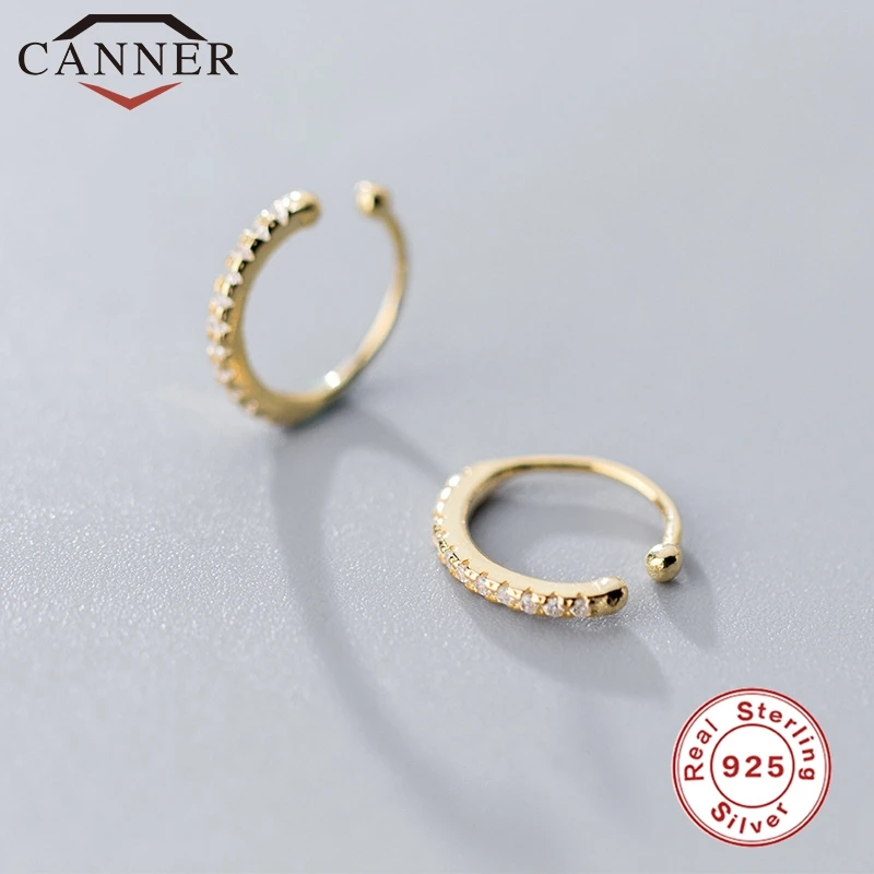 gold 925 пробы серебряные серьги-клипсы очаровательные CZ циркониевые круглые серьги для женщин ушные клипсы без пирсинга модные ювелирные изделия - Окраска металла: gold