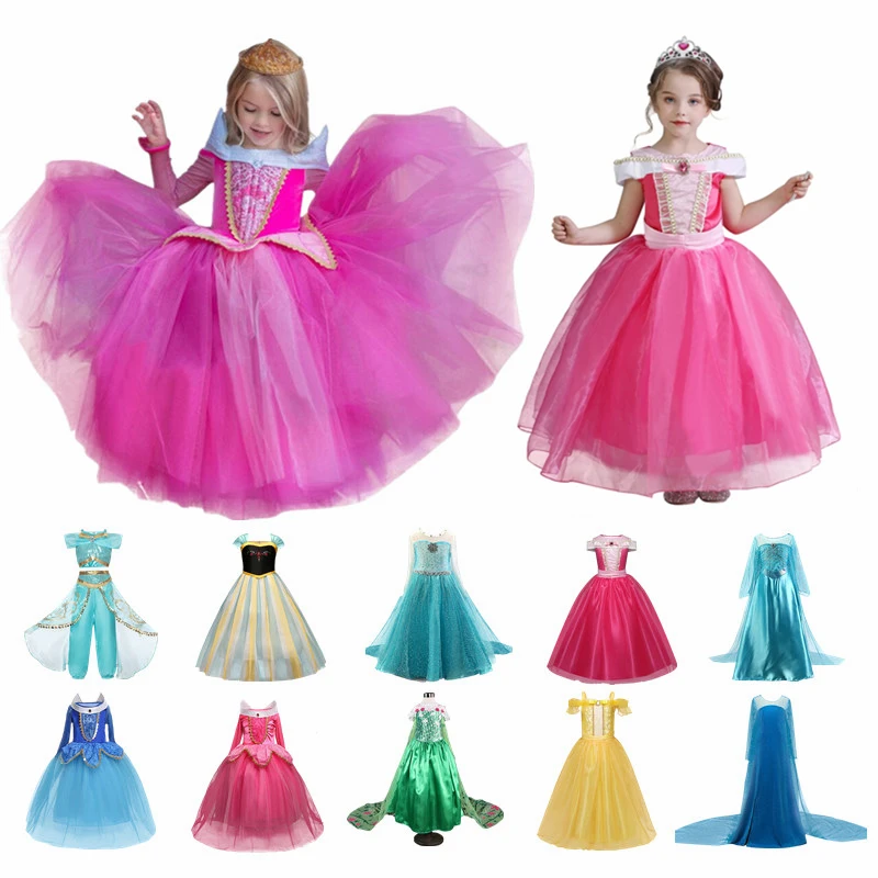 Fancy Girls Dress Halloween Cosplay Princess Dresses Carnival Role Play Girl Long Sleeve Prom Gown Costume | Детская одежда и
