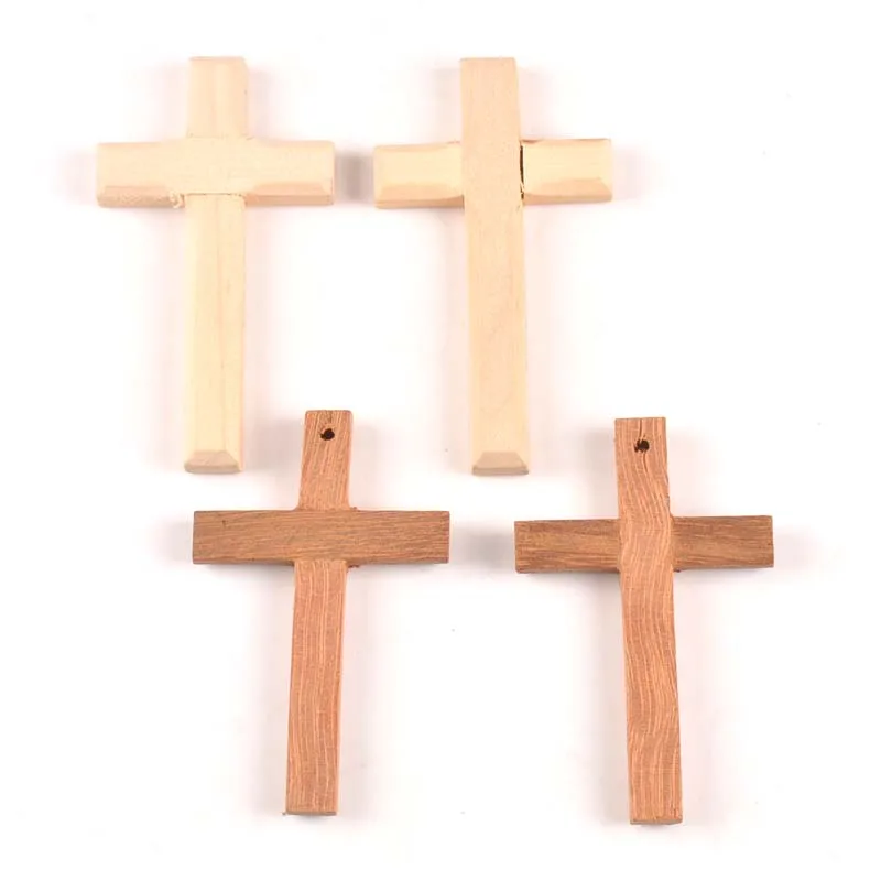 2pcs Drop Ornaments Wooden Christian Cross Pendant DiY Crafts Gifts Decoration mt1989