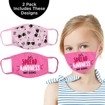 

2pc Kids Printed Mask Fabric Face Mask Washable And Reusable Masks Student Kids Cotton Breathable Anti Fog Haze Mouth-muffle