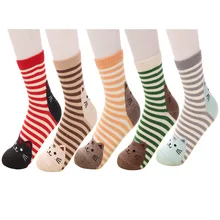 5 пар, забавный подарок с изображением кота, Осень-зима, милые хлопковые женские носки с рисунками животных, разные цвета, тянущиеся Повседневные носки без пятки