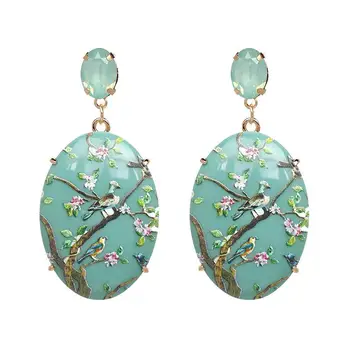 

2020 Resin Printed Women's Clear Crystal Rhinestones Drops Transparent Pendant Dangle Earrings Boucle D'oreille Pendientes Mujer