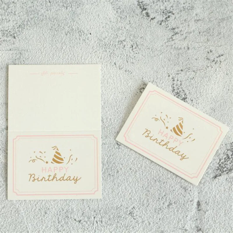 brithday 10pcs Creative Bronzing Greeting Card Wedding Valentine's Day Flower Message Blessing Card Birthday Party Decor Thank You Card - Цвет: brithday