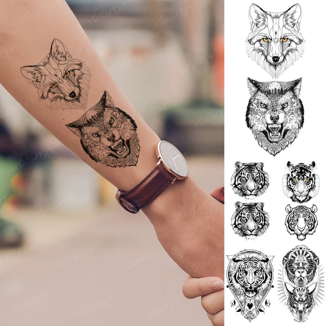 1 Piece Black Animal Lion Mountain Temporary Tattoos For Women Men Kids  Body Art Arm Leg Tatoo Waterproof Fake Tattoo Sticker Cute Tatoos | Wish