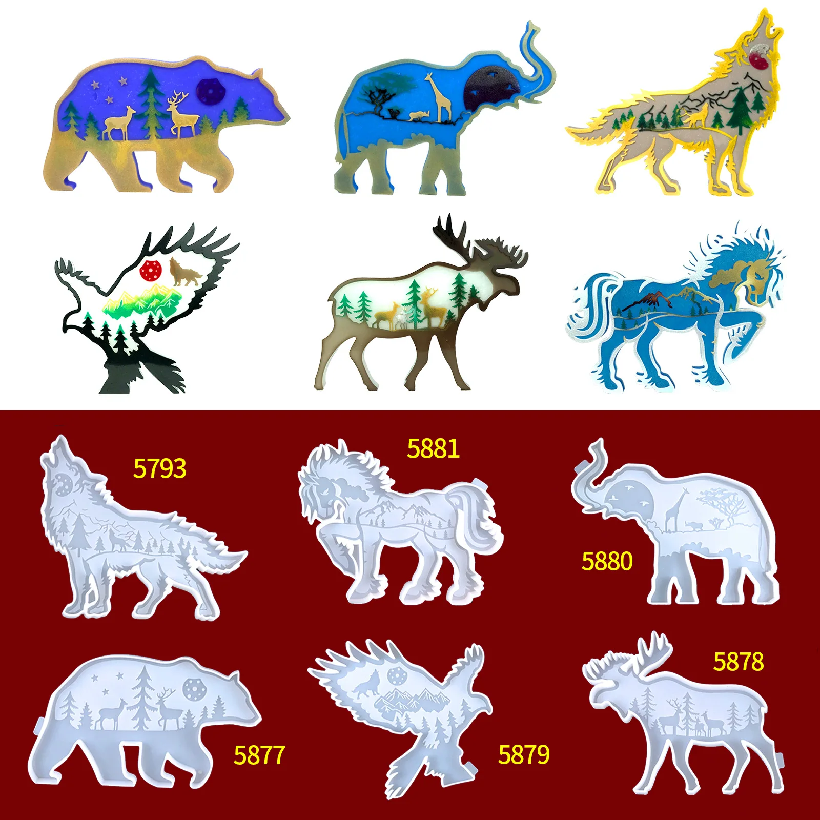 

Elk Pendant Epoxy Resin Silicone Mold Elephant Eagle Jewelry Desktop Home Wall Decorative Silicone Mould For Resin