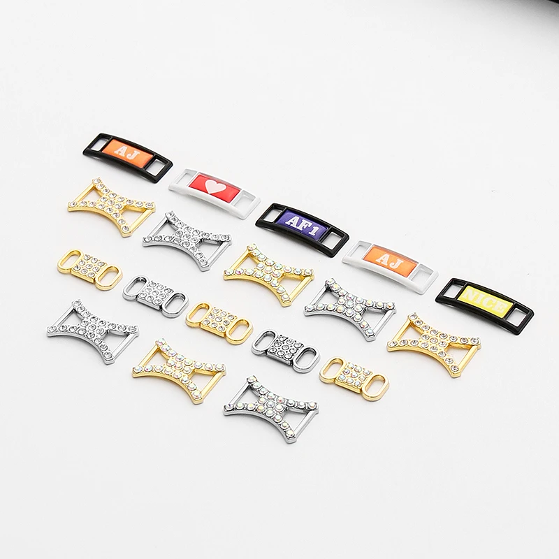 1pair Diy Af1 Shoelaces Buckle Rhinestone Shoe Decorations Sneaker Kits Metal Lace Buckle Sports