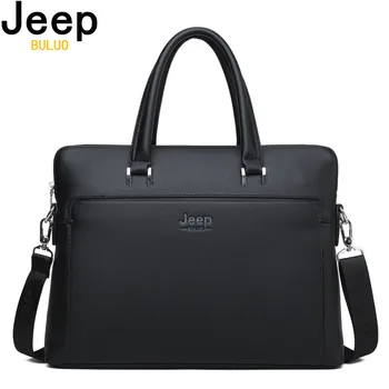 

JEEP BULUO Men Briefcases Office Bags Leather Handbag For 14 inch Laptop bags Man Business Travel Briefcase Tote Bag A4 Files
