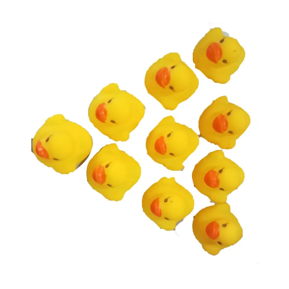 

10pcs Baby Bathing Tub Toys Mini Floating Rubber Ducks Yellow Squeaky Duck Interactive Game Toys For Boys Kids Brand New