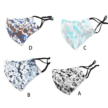 

Unisex Breathable Ice Silk 3D Mouth Mask Contrast Color Camouflage Adjustable Earloop Dustproof Reusable Face Cover
