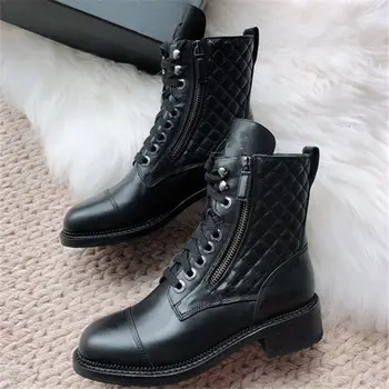 

Winter Shoes Woman Combat Boots Woman Lace Up Zapatos De Mujer Zipper Botas Mujer Black Thigh High Boots Classic Platfrom Shoes