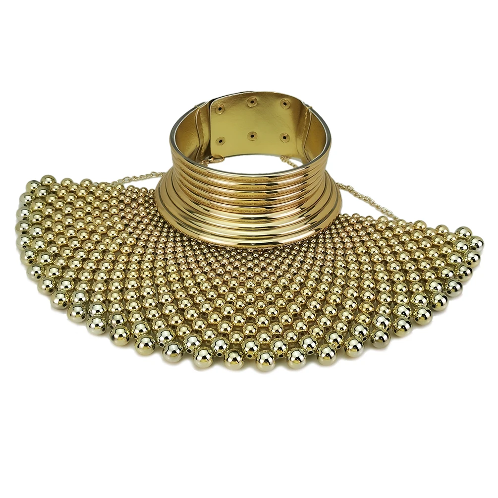 Brand Indian Jewelry Handmade Beaded Statement Necklaces For Women Collar Beads Choker Maxi Necklace Wedding Dress African UKEN - 5
