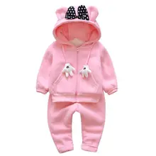 Winter Girls Clothes Sets Velvet Mickey Long Sleeved Keep warm hoody+pants Sports Suits New year Boy Clothing Kids Suit 0-4Y