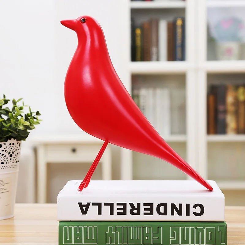 Смола ремесло фигурка птицы статуя офисная скульптура с орнаментов украшения дома аксессуары скульптура птицы нежный держатель ручки - Цвет: Красный