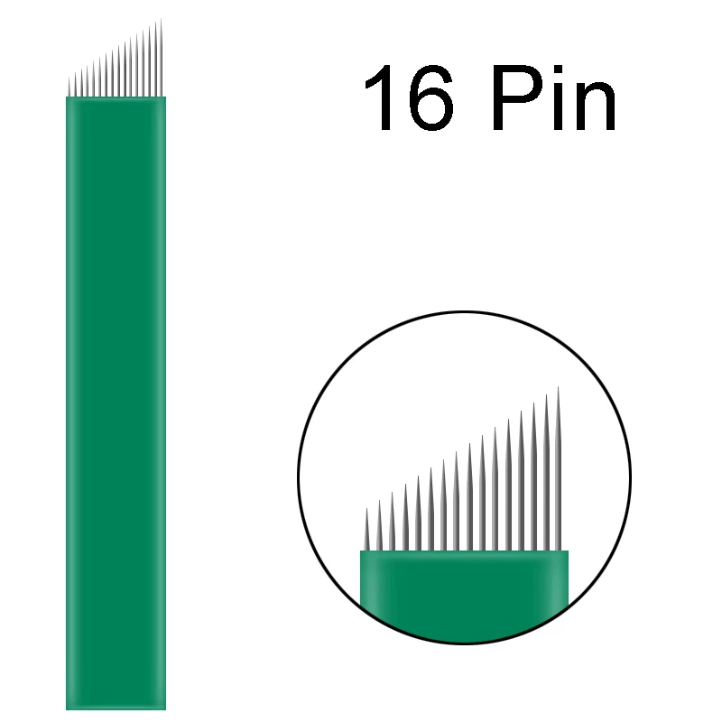 new Microblading needle 12 pin 0.16mm grenn Tattoo Blade Permanent Makeup Eyebrow Embroidery Blade For Tobori Manual Pen Tattoo - Габаритные размеры: Flex 16Pin