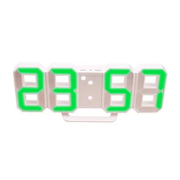 3D светодиодный настенные часы современный дизайн цифровые настольные часы будильник ночник Saat reloj de pared часы для дома гостиной украшения - Цвет: White green