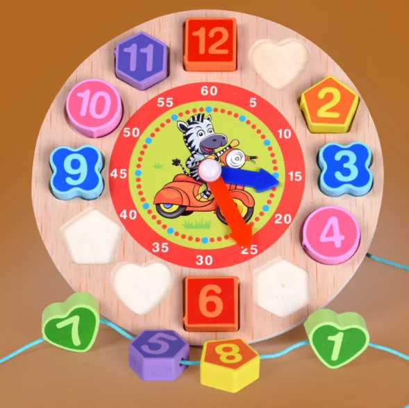 4 модели паззлы 1 шт./компл. животных мультфильм образовательная игрушка для детей цифровой деревянные часы бисером C20 Прямая 3d головоломка