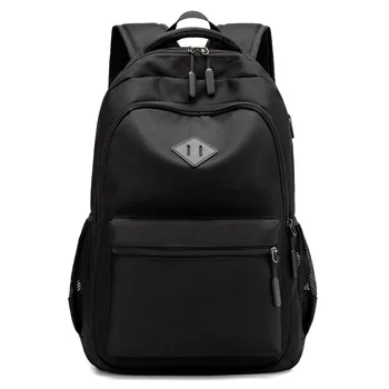 

Casual Men Backpack USB Charging Back Pack Men College Student Bag Solid Color Waterproof Bagpack School Bags For Teenage