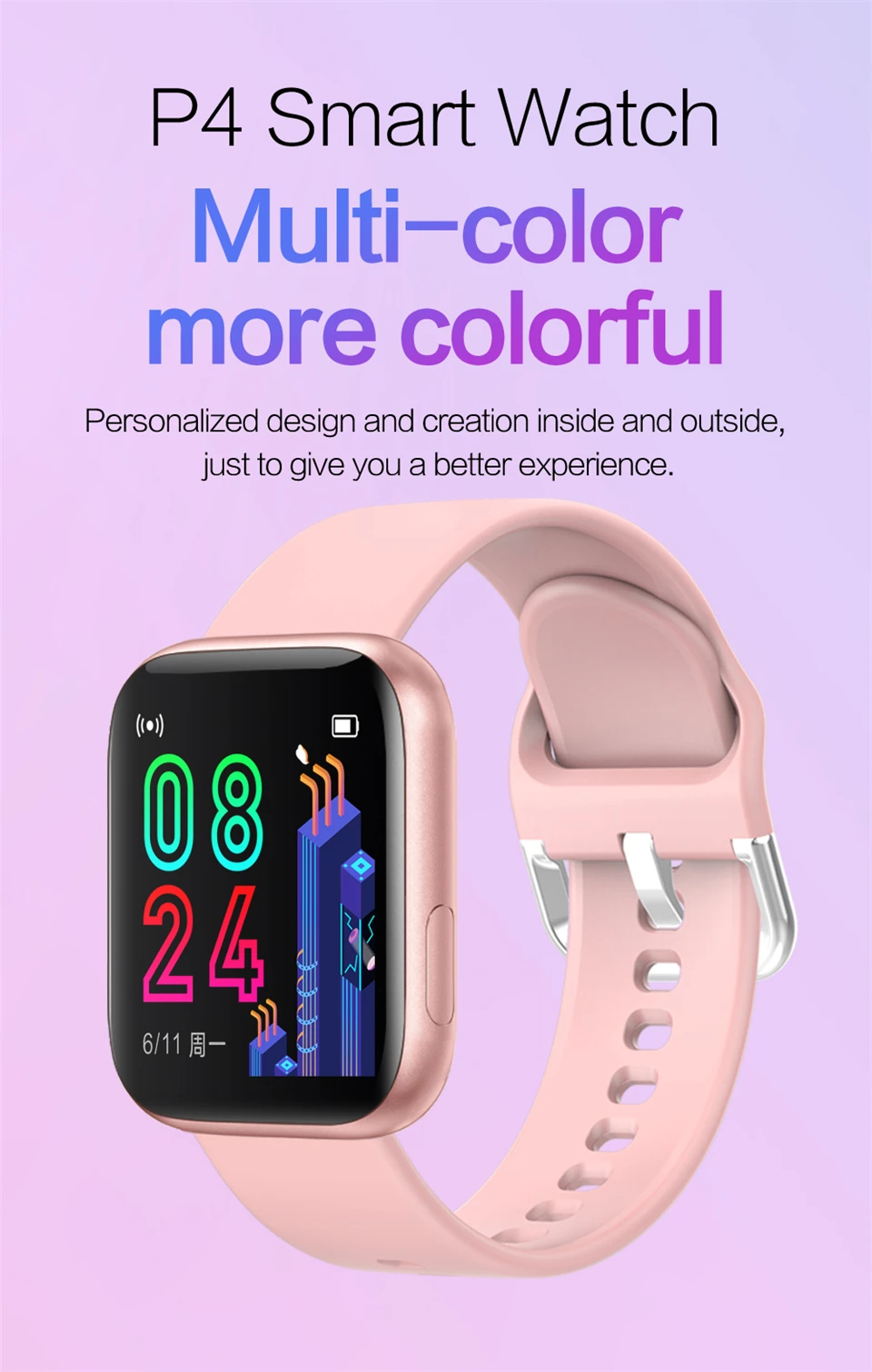 Умные часы UTELITE P4, 1,4 дюймов, полный экран, сенсорный монитор сердечного ритма, кровяного давления, Водонепроницаемый Фитнес-трекер для Xiaomi Apple