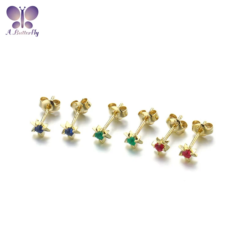 

9K Gold Colored Gemstone Starlight Stud Earrings Fashion Exquisite Compact Design Simple And Versatile Jewelry Birthday Gift