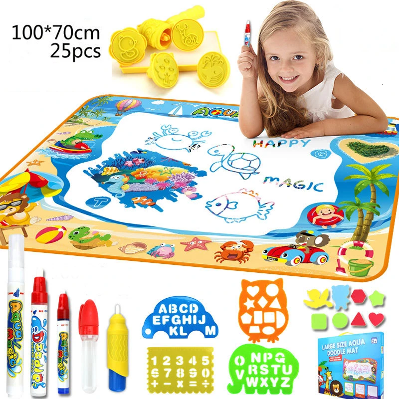 

100*70cm Magic Water Drawing Book Water Doodle Mat Carpet Aqua Colorful Painting Writing Pad Drawing Toys for Children Gift