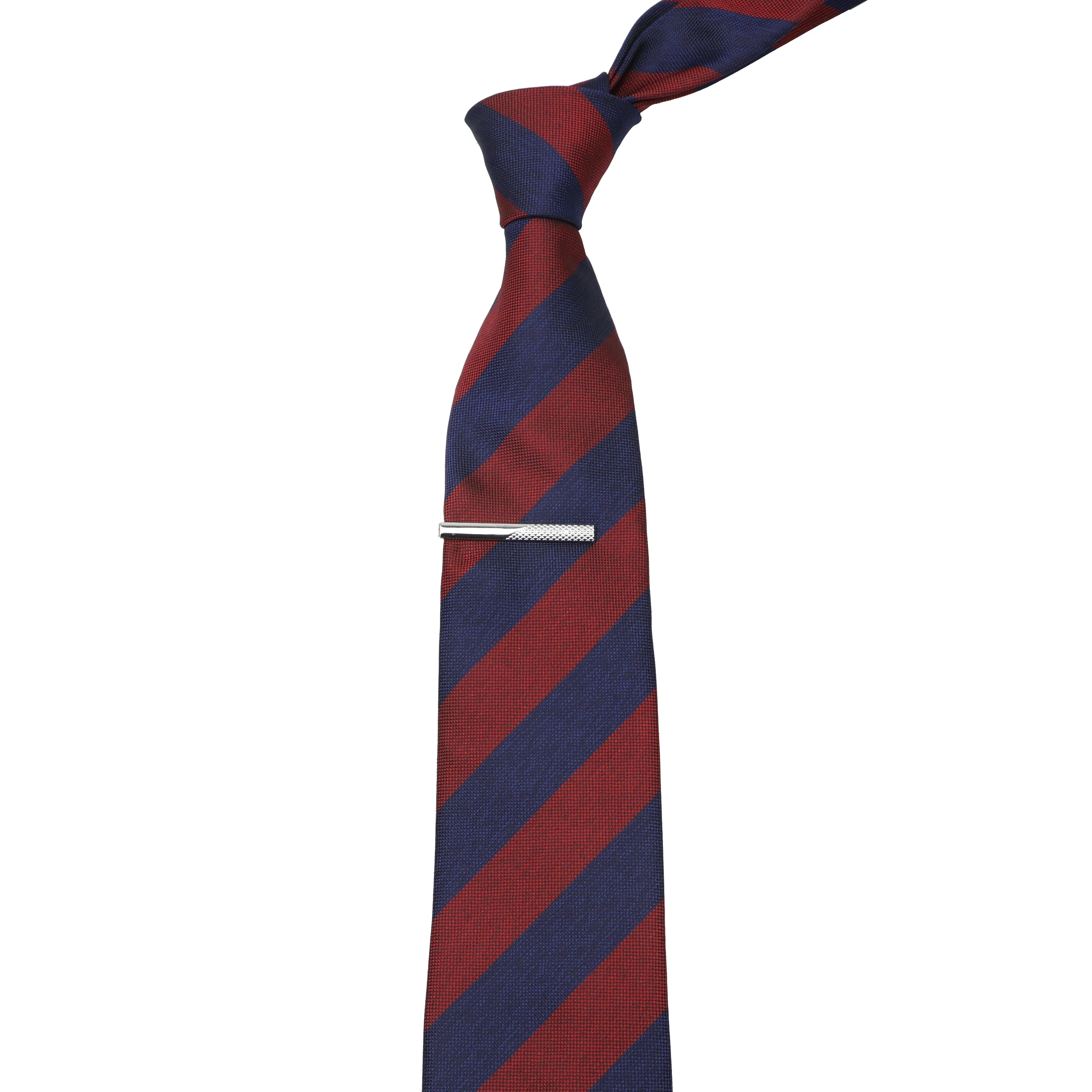 

Tie&Clip Set Fashion Formal 8cm Polyester Striped Necktie Bright Ties Pin Clips Clasp Silver for Men's Clothing Accessories