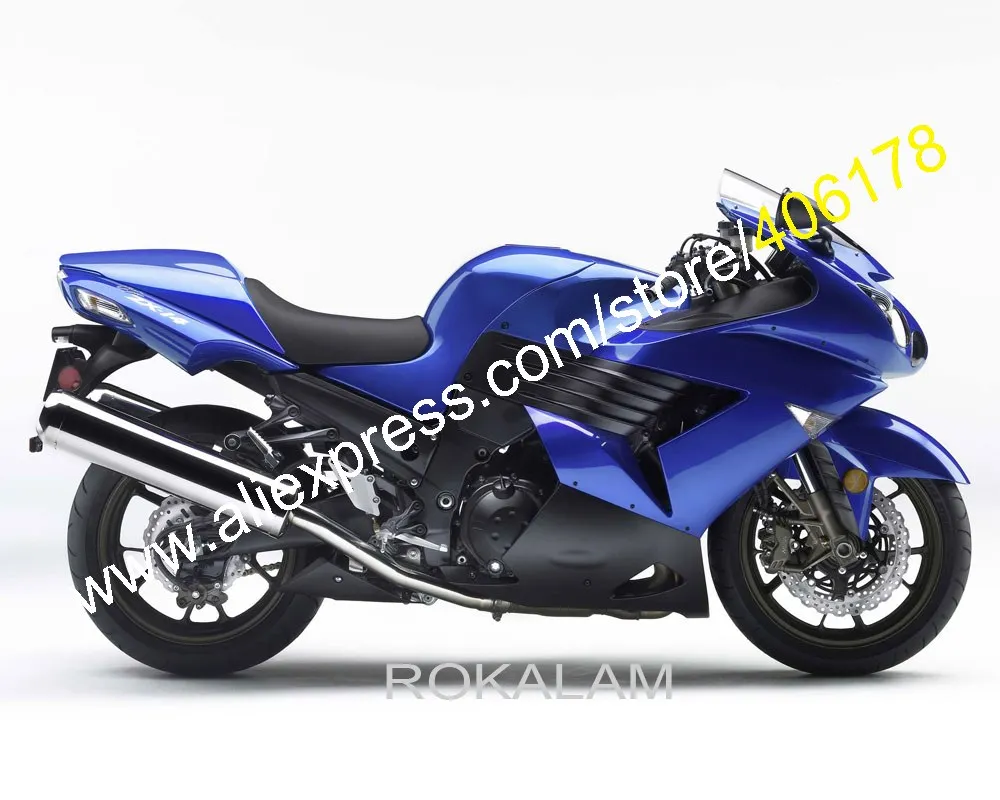 Комплект обтекателей ZX14R 2006-2011 сине-черный для Kawasaki ZX14 ZZR1400 ZX 14 ZZR 1400 06 07 08 09 10 11