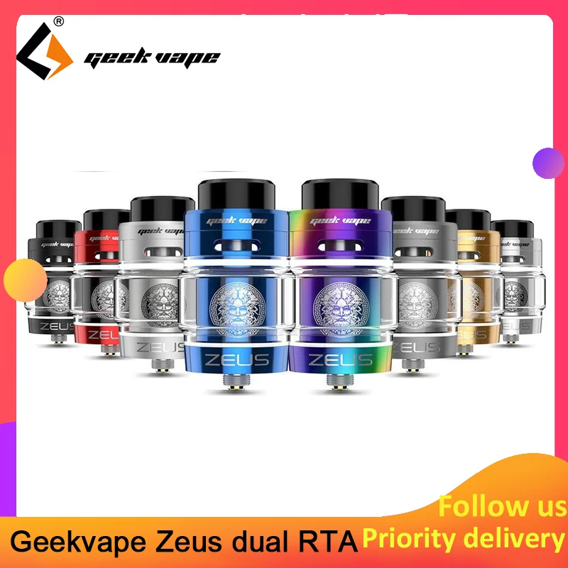 

Original Zeus dual RTA Geekvape Zeus Dual coil 5.5 ml RTA zeus atomizer leak proof top airflow system E Cigarette