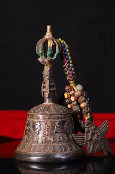 Online Wedding Decoration Tibetan Monastery Copper Tires Hand-beating Chisel Engraved Color Old Rattles Faqi Phurba Vajra