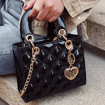 

2020 Womens patent leather small bags Candy Color Plaid Bag Chains Ladies Shoulder Crossbody Messenger HandBags women handbags