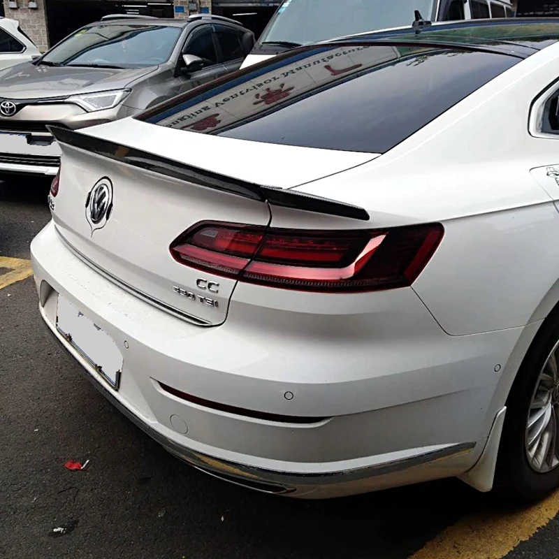 Для Volkswagen NEW CC Высокое качество углеродного волокна автомобиля украшение в виде хвостового крыла задний багажник спойлер 3 шт./компл