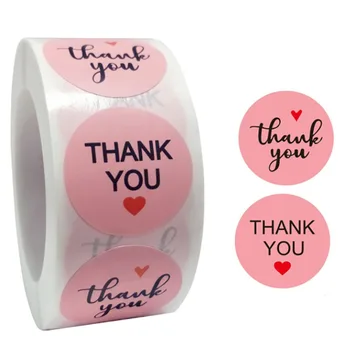

Round Thank You Sticker Pink Lables Stickers 500pcs/Roll For Envelope Small Business Packaging Seal Stickers Decoration Stickers