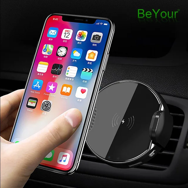 $US $44.23  Car Phone Holder Qi Wireless Charger for iPhone 11 Pro XR XS Max X 8 Plus Samsung S10 S9 S8 Plus No