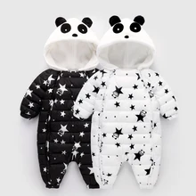 Весенне-зимние детские ромперы комбинезоны с пандой, боди, одежда, комбинезон, новорожденная девочка, зимний комбинезон на утином пуху, детская зимняя одежда для младенцев