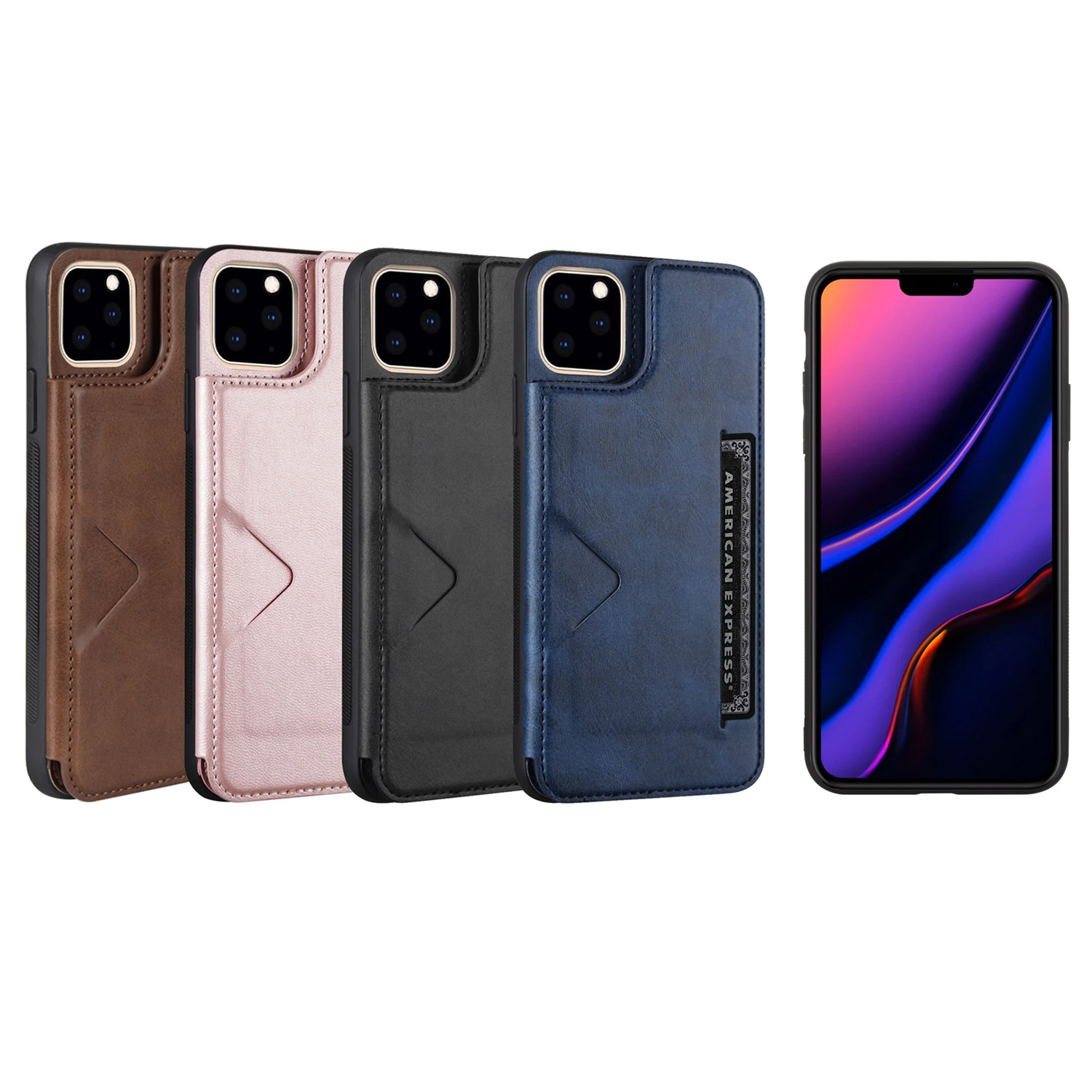 

PU Leather Cover For iPhone 11 Pro Max Case Soft TPU Back Coque With Button Closure Card Slot Holder Bag Phone Case