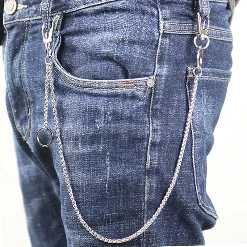 Популярное колье из нержавеющей стали длинный металлический кошелек цепной поводок джинсовые штаны брелок кольцо с зажимом мужские хип хоп ювелирные изделия - Цвет: 3