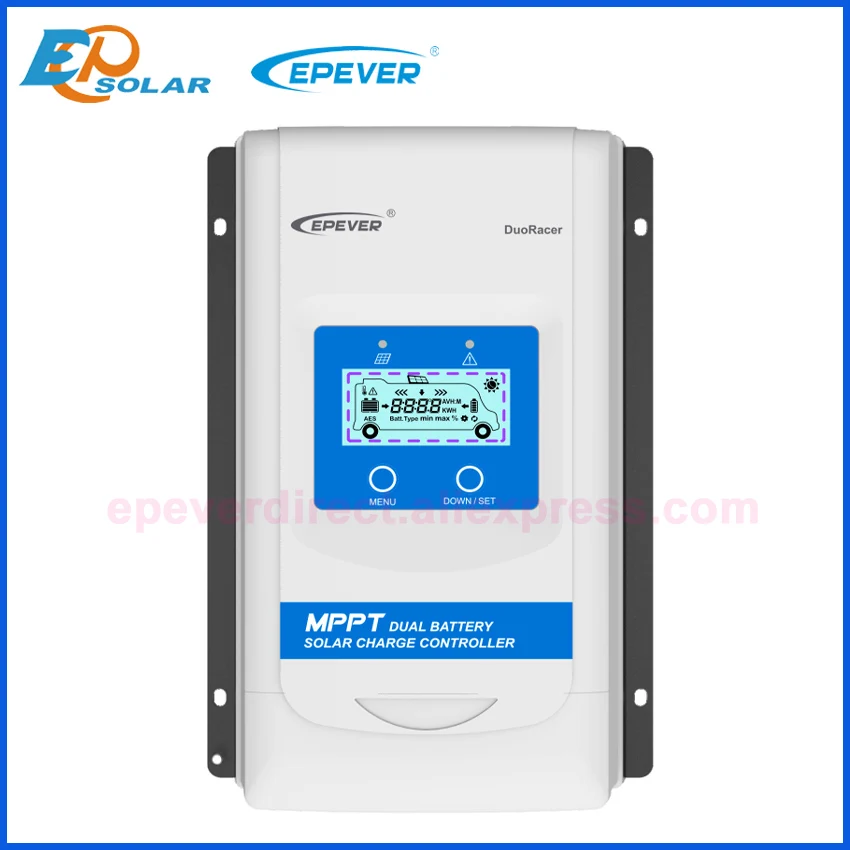 Epever 30A 20A 10A Двойной аккумулятор MPPT Солнечный контроллер Макс PV 100V DuoRacer Регулятор