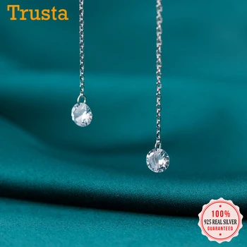 

Trustdavis 2020 Fashion 925 Sterling Silver Shiny CZ Long 10cm Ear Line Dangle Earrings For Women Wedding Party Jewelry DA944