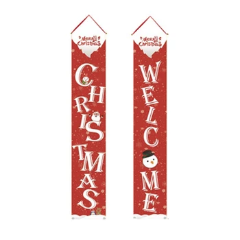 

Christmas Door Curtain Couplet Holiday Outdoor Decoration Door Couplet Christmas Hanging Flag Banner