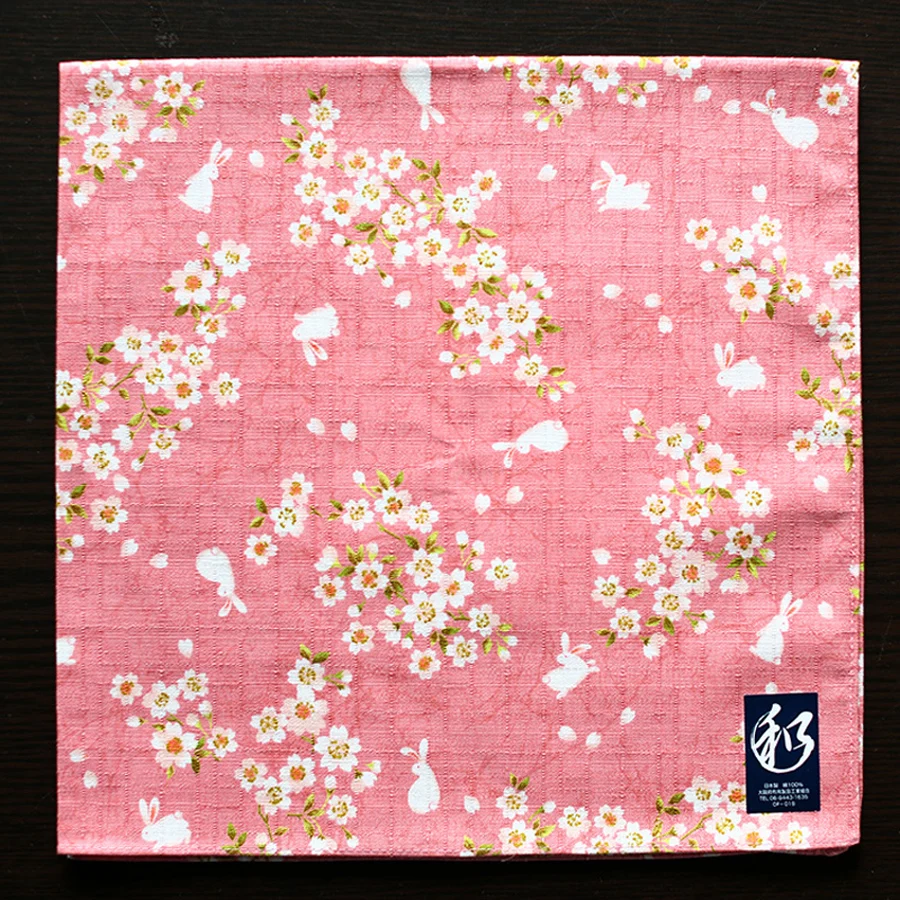  New Arrival Japanese Style Nice Handkerchiefs for Female Floral and Rabbit Pattern Big Square Towel